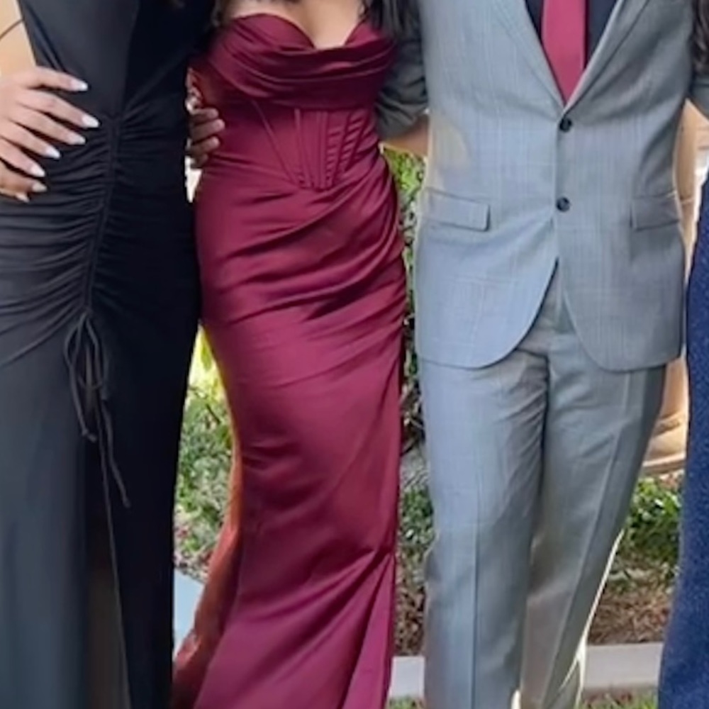 Maroon/Red/Burgundy Corset Top Prom Dress